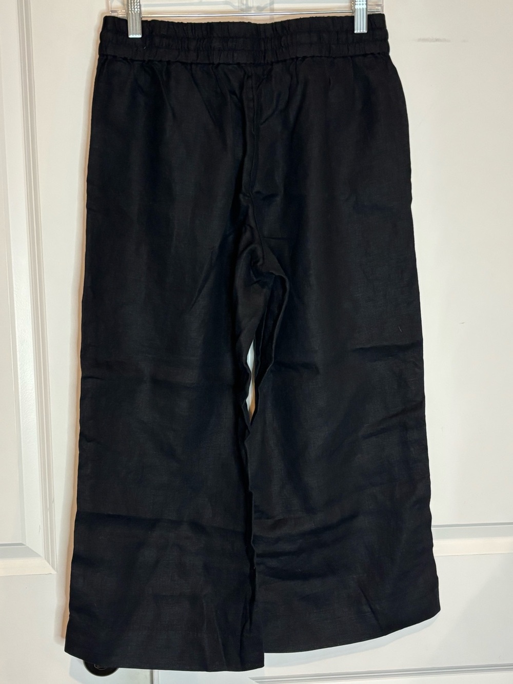 J. Crew Black Elastic Waist Linen Crop Pants M Petite - Picture 4 of 6